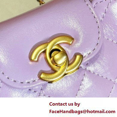 Chanel Shiny Aged Calfskin  &  Gold-Tone Metal Clutch with Chain Bag AP3435 Lilac 2025